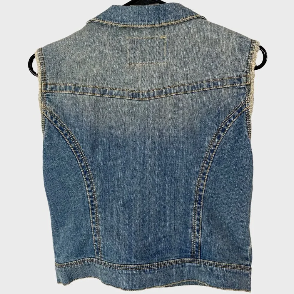 American Rag Denim Jean Vest Women's Medium Button-Front Sleeveless Medium Wash - Picture 4 of 10